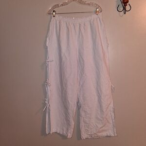 Elegant White Striped Swim Coverup Pants